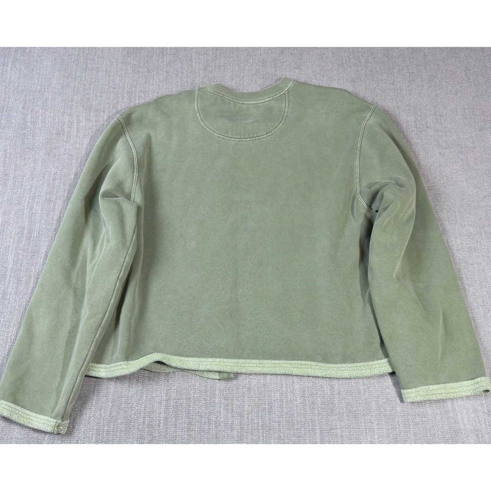 Authentic Pigment Fleece Cardigan Jacket Sage Green Garment Dyed Large R3 52 - Picture 3 of 3